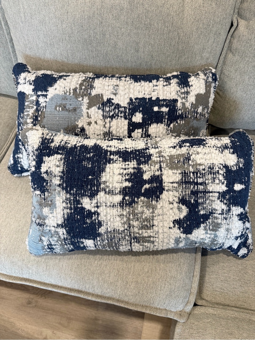 Decorative Navy and Gray Abstract Lumbar Throw Pillow - Home Accents